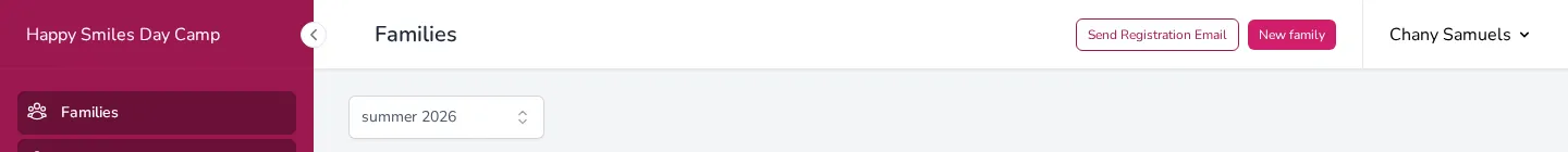 The top bar showing the page title, action buttons, and user menu